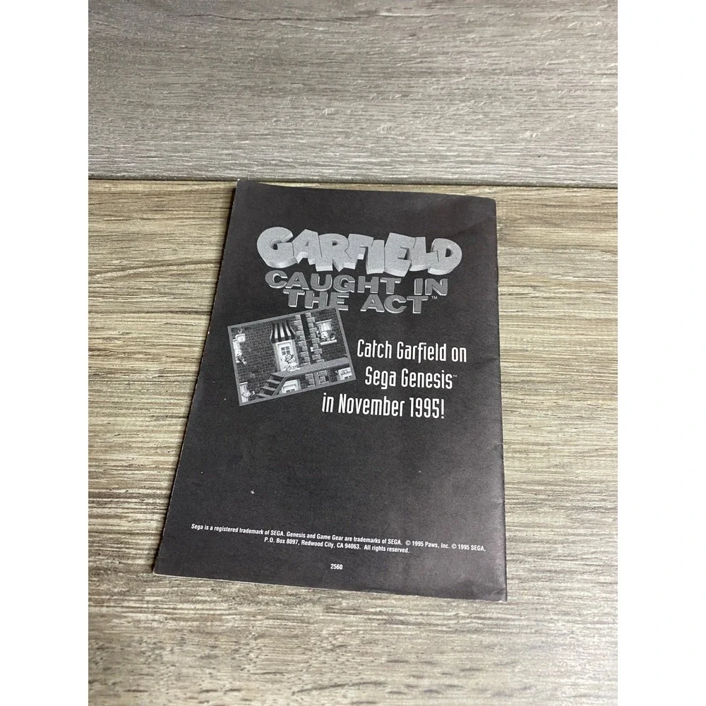 Sega Game Gear Garfield Caught in the Act Instruction Manual Vintage 1995 2560